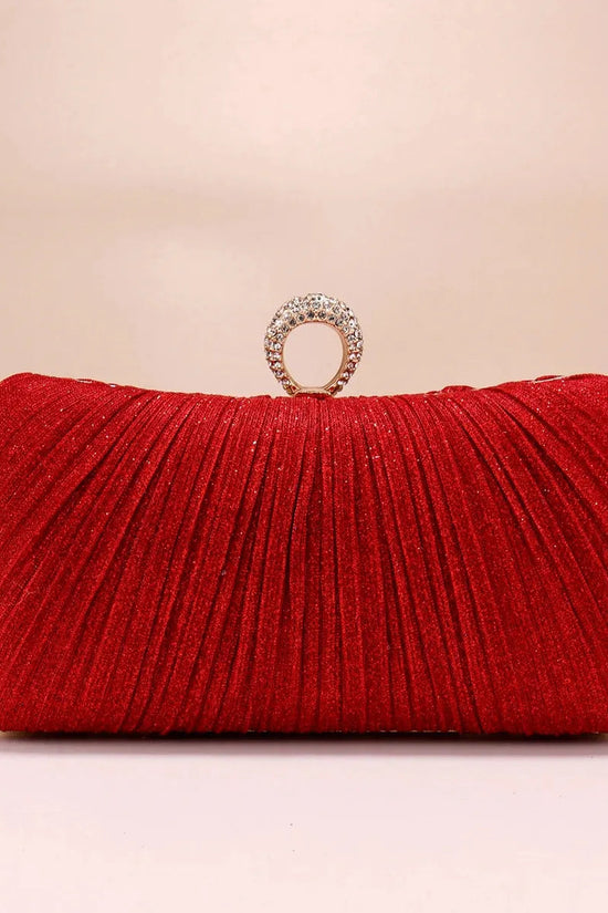 Finger Ring Diamonds Clutch Ruched Fashion Prom Dinner Handbags With Chain Purse 240824 momentstore