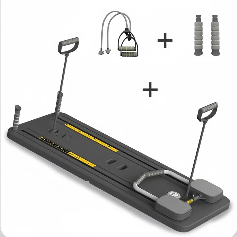 Home Foldable Pilates Board Multifunctional Reformer Abdominal Core Trainer A_B Roller Wheels Workout Exercise Snaivere