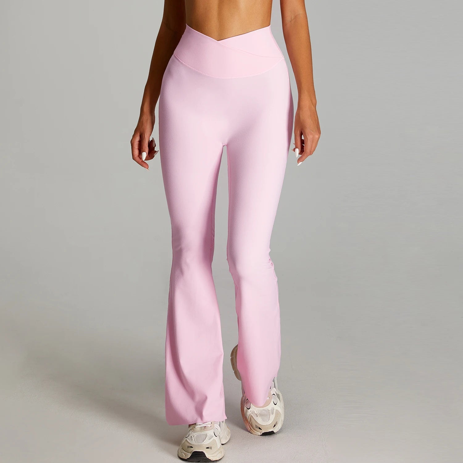 Cross-Waist Yoga Flared Pants Nude Feeling Tight Hip-Lifting Fitness Pants alibaba