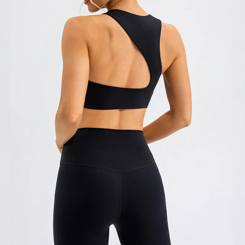 Hot Sale LULU Women Active Wear 2 Piece Set Irregular Cut Backless Bra Top High Waist Leggings Soft Fitness Yoga Sets Snaviére