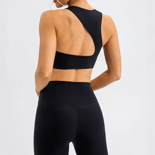 Hot Sale LULU Women Active Wear 2 Piece Set Irregular Cut Backless Bra Top High Waist Leggings Soft Fitness Yoga Sets Snaviére