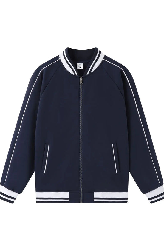 Cotton Fabric High Quality Casual Men's College Style Loose Zipper Baseball Jacket Snaivere
