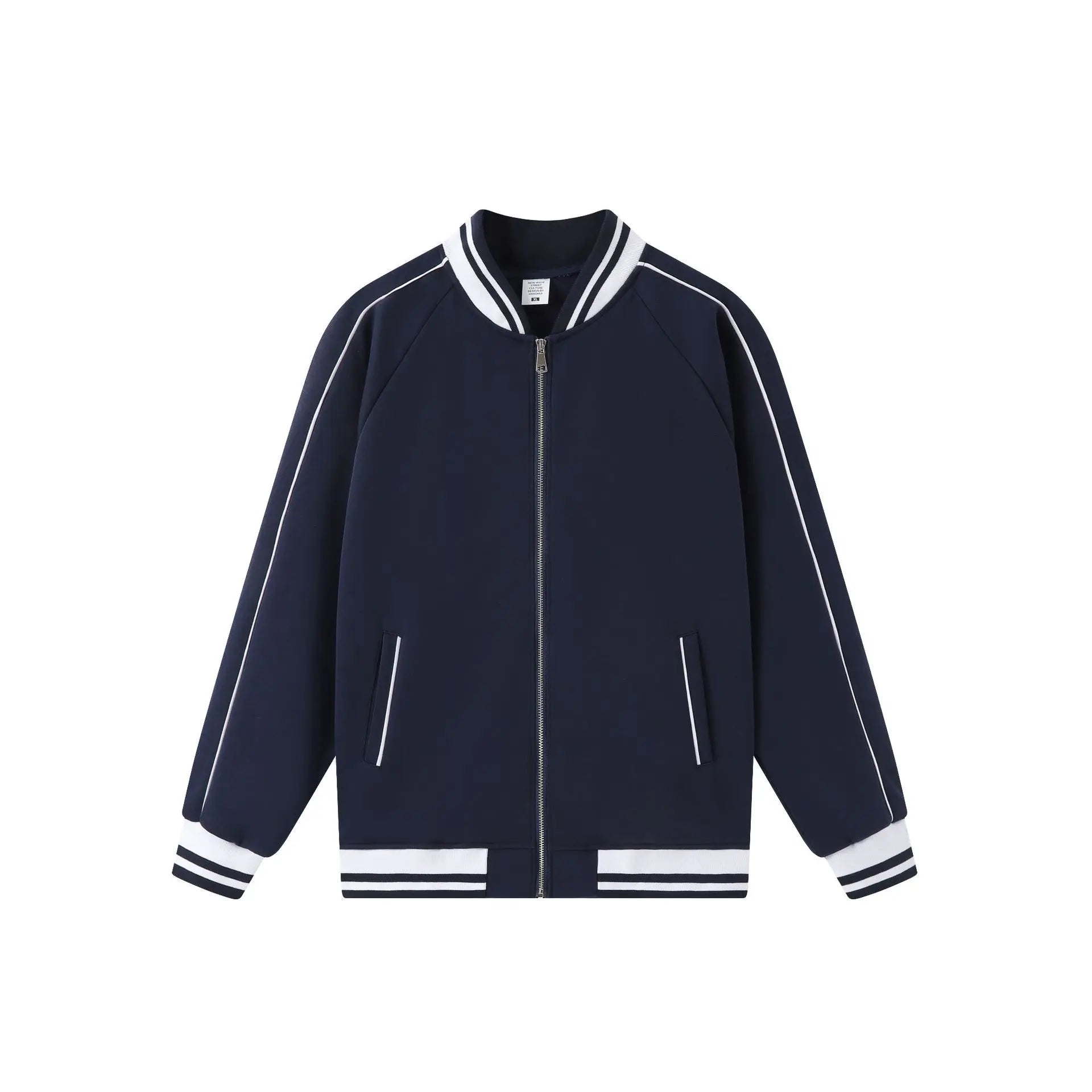 Cotton Fabric High Quality Casual Men's College Style Loose Zipper Baseball Jacket Snaivere
