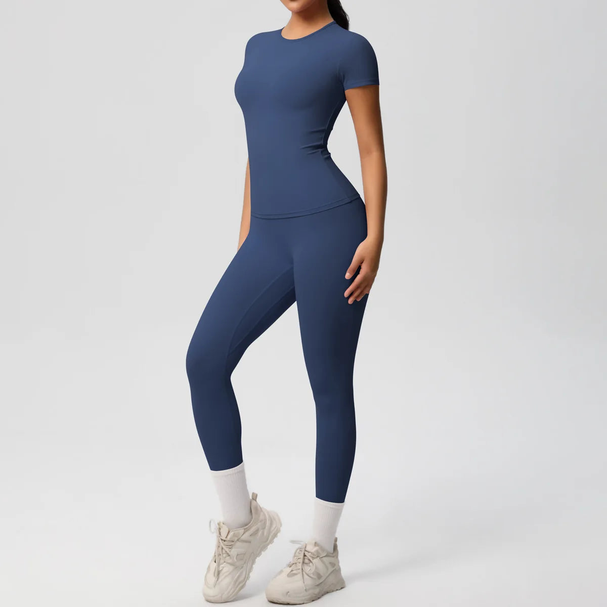 New Arrival Skinny Fit Elastic Slimming Athletic Outfit T-Shirt and Fitness Leggings Set for Training Snaivere