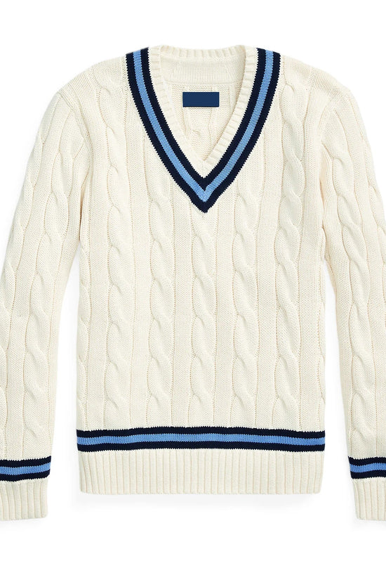 Knitwear v Neck Cable Men's Knitwear Varsity Cricket Sweater Knitted Sweater Men Snaivere