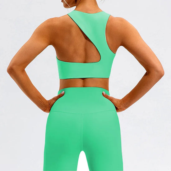 Hot Sale LULU Women Active Wear 2 Piece Set Irregular Cut Backless Bra Top High Waist Leggings Soft Fitness Yoga Sets Snaviére