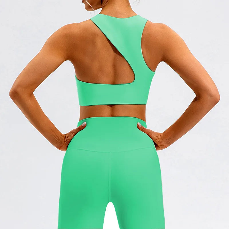Hot Sale LULU Women Active Wear 2 Piece Set Irregular Cut Backless Bra Top High Waist Leggings Soft Fitness Yoga Sets Snaviére
