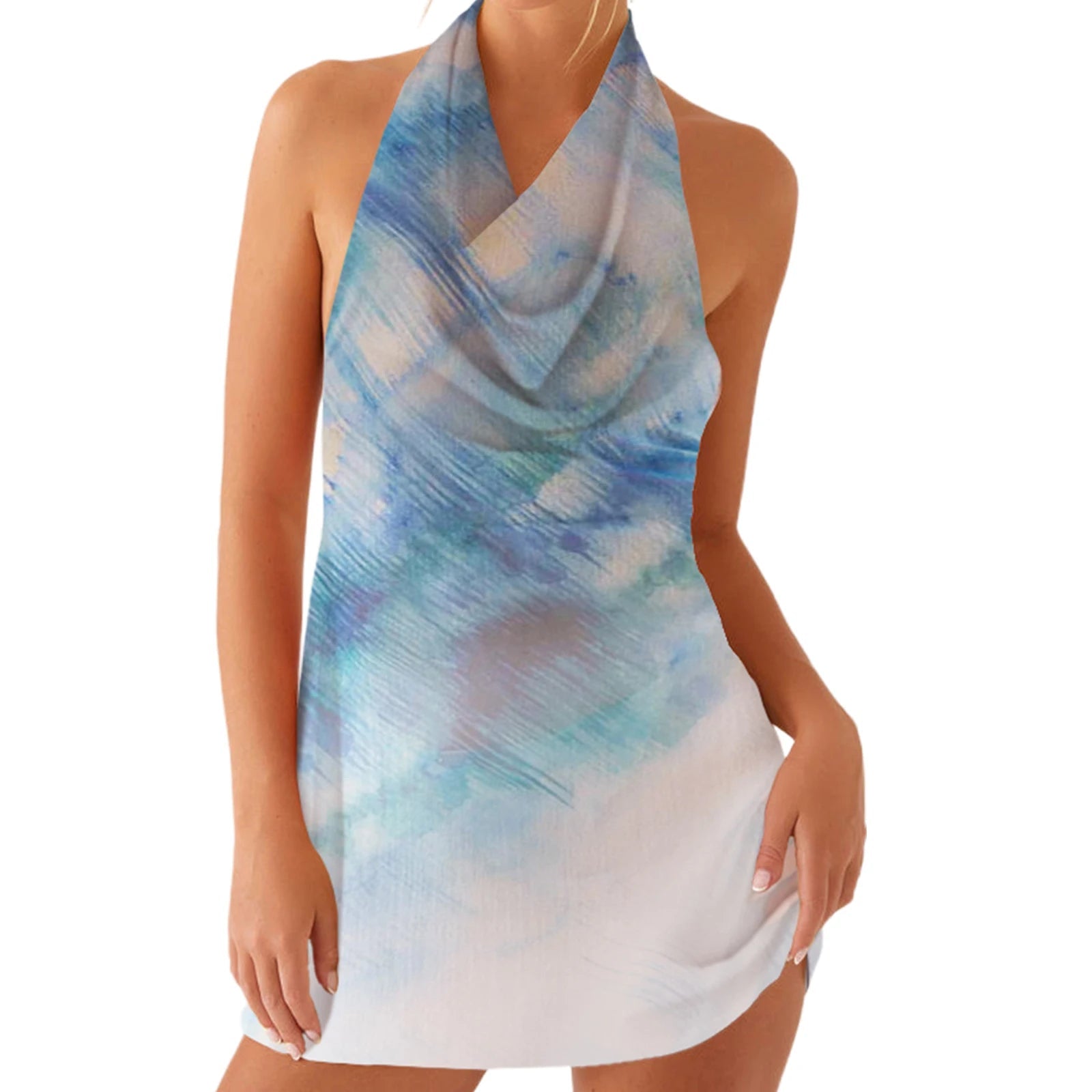 Floral Halter Mini Dress - Sleeveless Summer Party Dress for Clubbing Snaviére