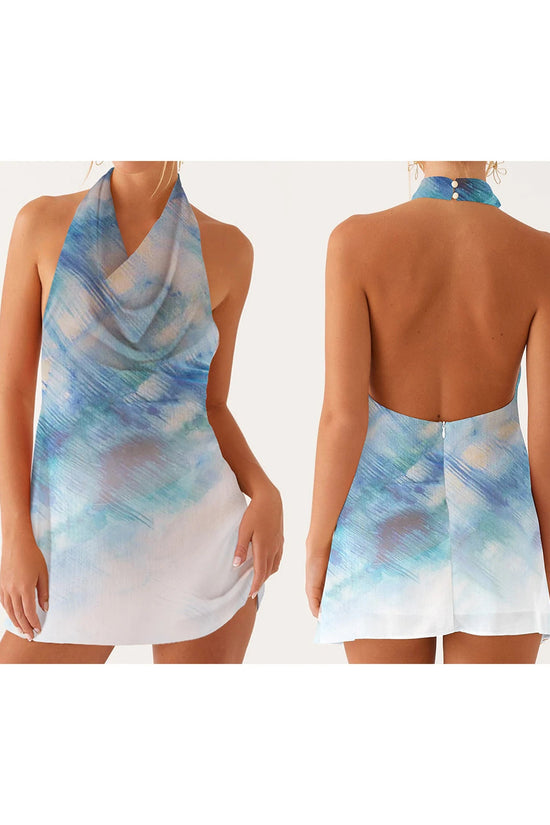 Floral Halter Mini Dress - Sleeveless Summer Party Dress for Clubbing Snaviére