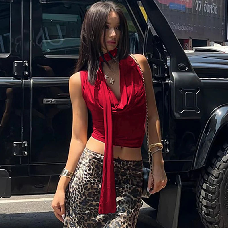 Solid Color Sleeveless Summer Knit Top Snaviére