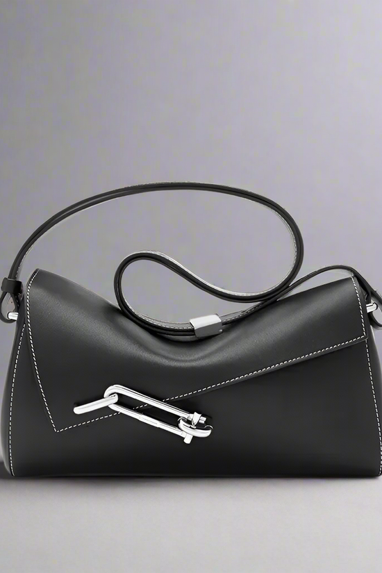 Designer Leather Handbag - Vintage Lock Box Crossbody Bag Snaviére