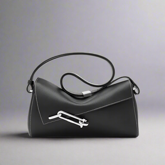 Designer Leather Handbag - Vintage Lock Box Crossbody Bag Snaviére