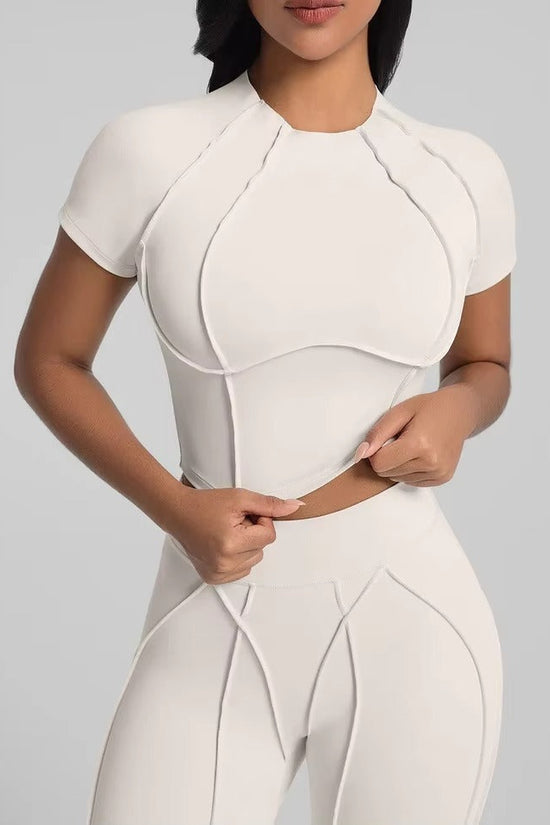 Solid Color Workout Set - High-Waisted Leggings & Sports Bra Gym Set Snaviére