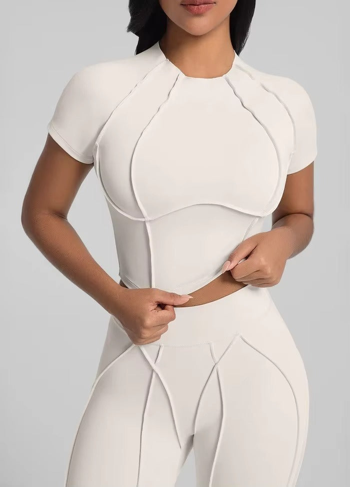 Solid Color Workout Set - High-Waisted Leggings & Sports Bra Gym Set Snaviére