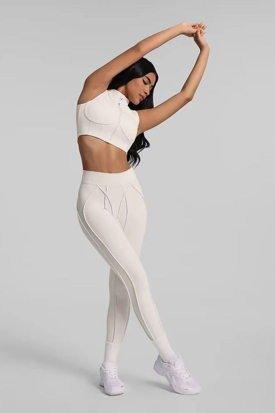 Solid Color Workout Set - High-Waisted Leggings & Sports Bra Gym Set Snaviére