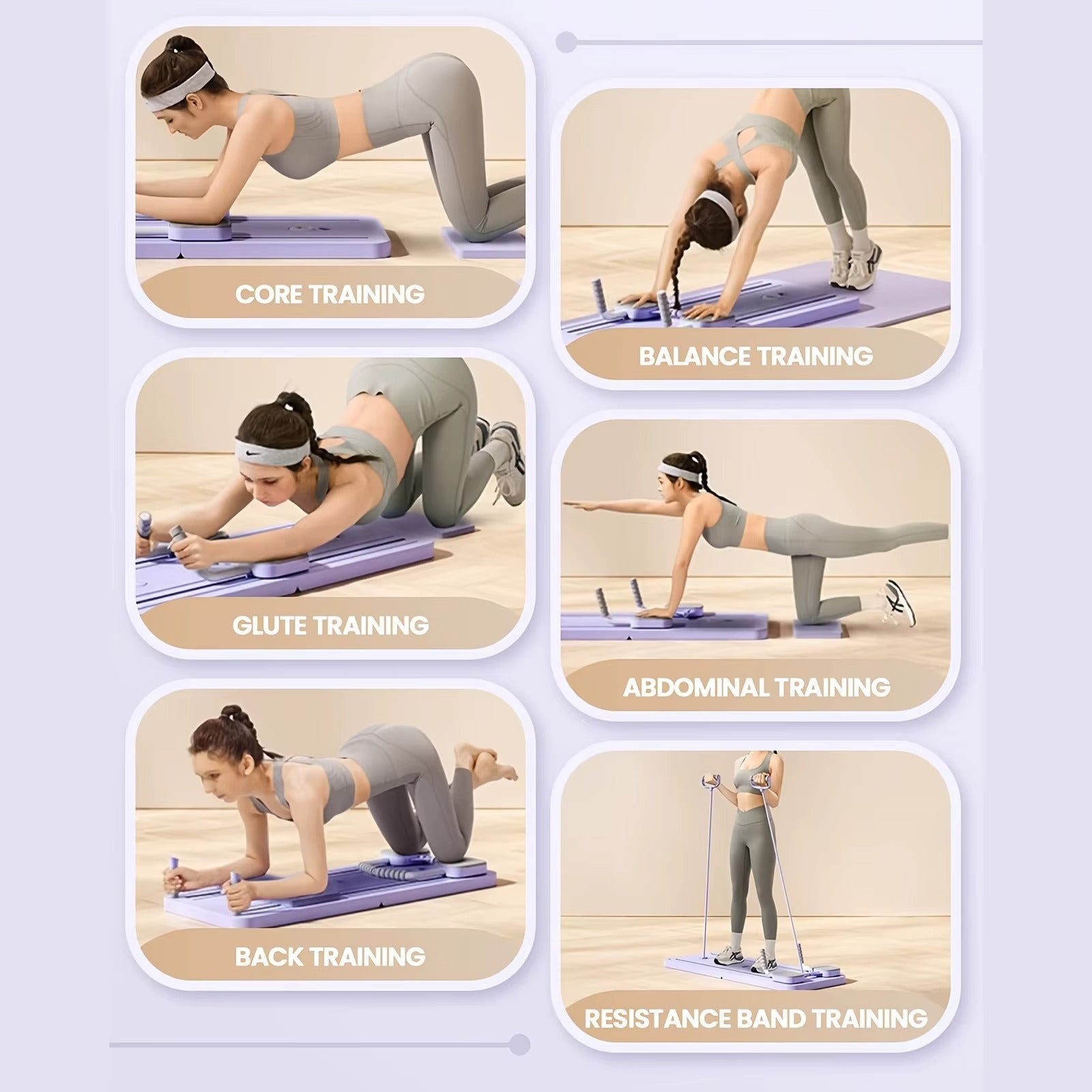 Foldable Pilates Reformer Board - Multifunctional Home Core Trainer with AB Roller Snaviére