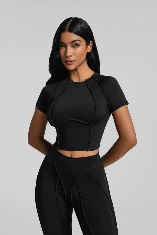 Solid Color Workout Set - High-Waisted Leggings & Sports Bra Gym Set Snaviére