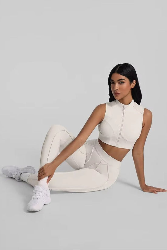 Solid Color Workout Set - High-Waisted Leggings & Sports Bra Gym Set Snaviére