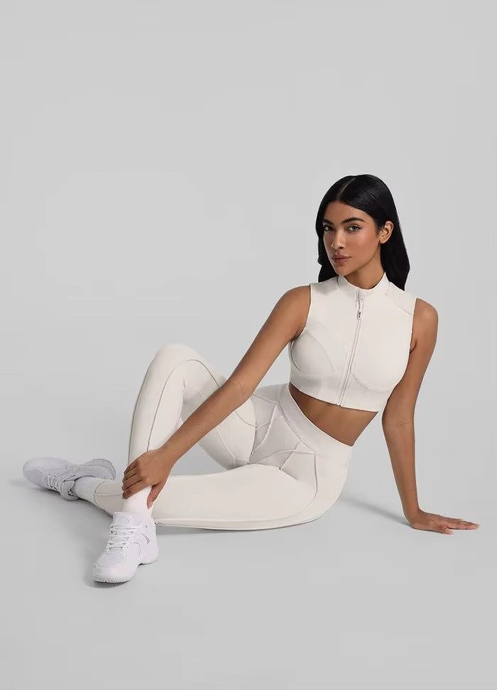 Solid Color Workout Set - High-Waisted Leggings & Sports Bra Gym Set Snaviére