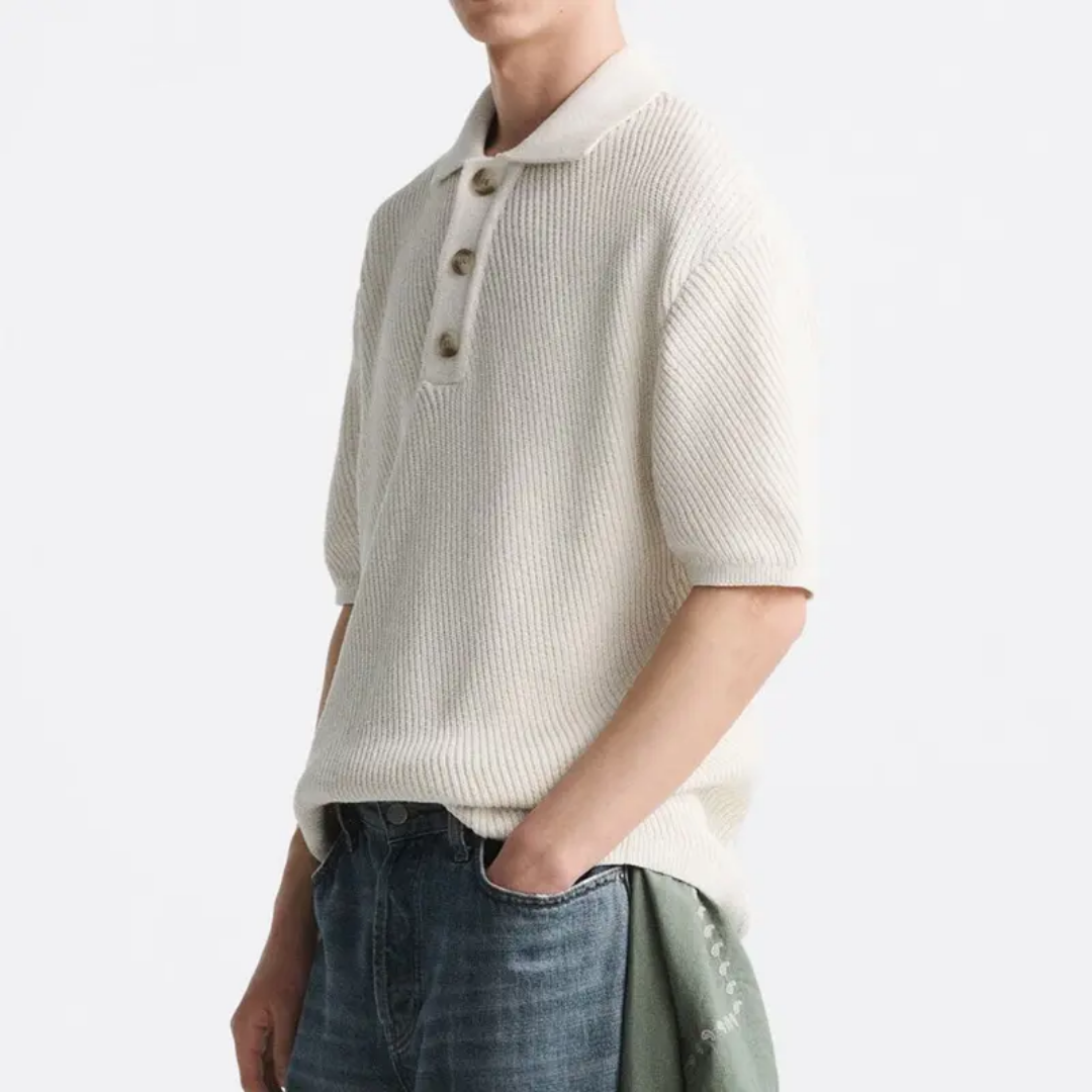 Premium Knit Polo T‑shirt – Men’s Cotton Short Sleeve Button‑Up Polo Snaviére