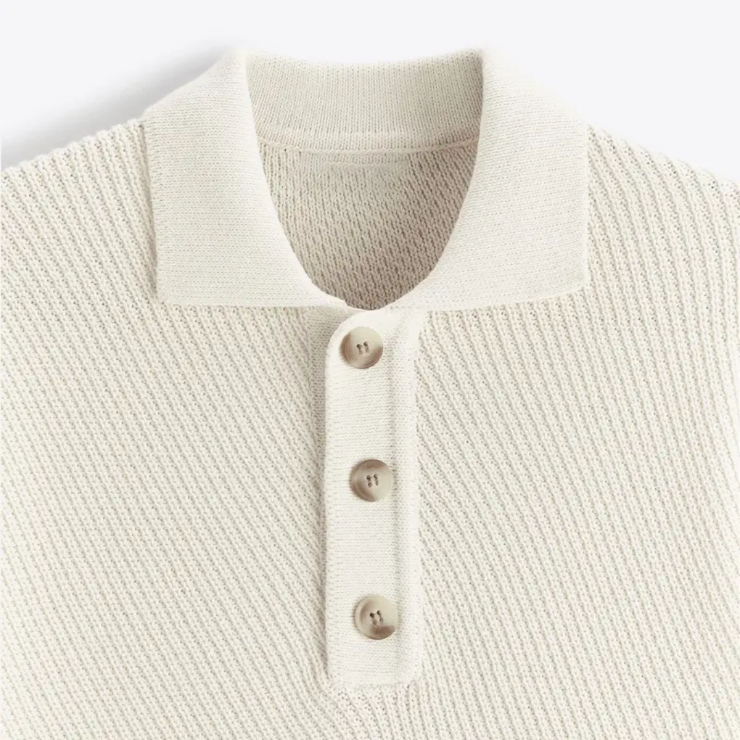 Premium Knit Polo T‑shirt – Men’s Cotton Short Sleeve Button‑Up Polo Snaviére