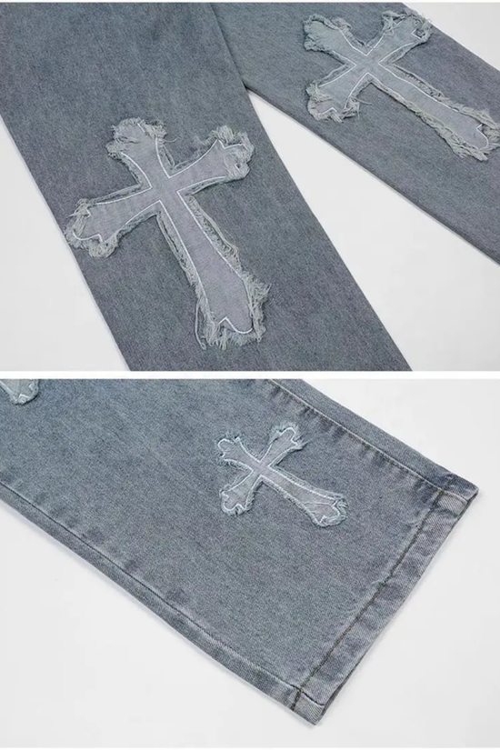 Loose Straight Jeans - Cross Stitched Snaviére