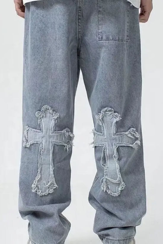 Loose Straight Jeans - Cross Stitched Snaviére