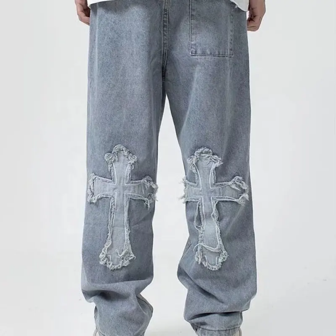 Loose Straight Jeans - Cross Stitched Snaviére