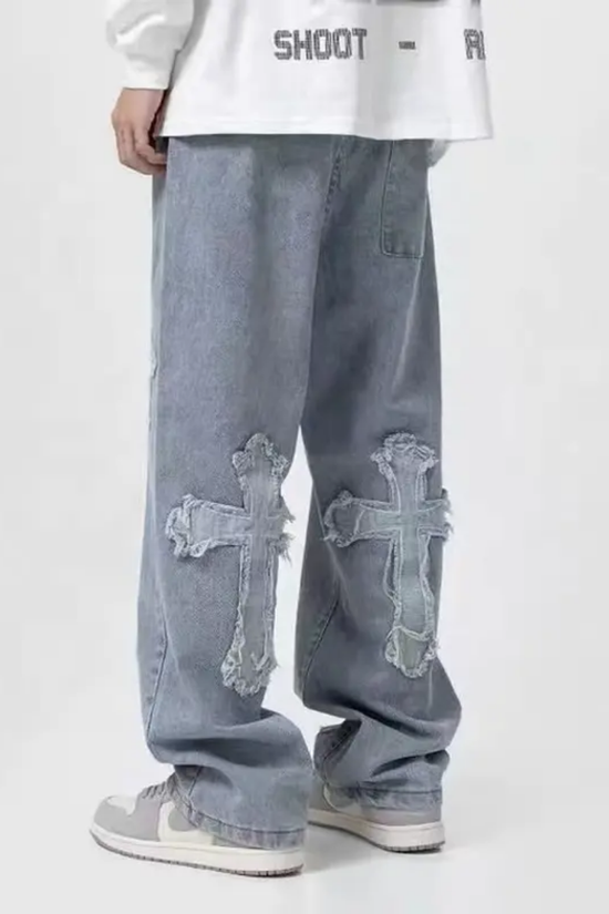 Loose Straight Jeans - Cross Stitched Snaviére