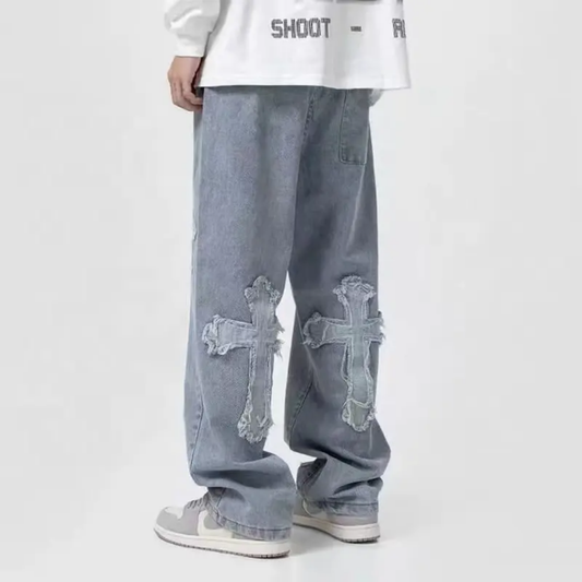 Loose Straight Jeans - Cross Stitched Snaviére